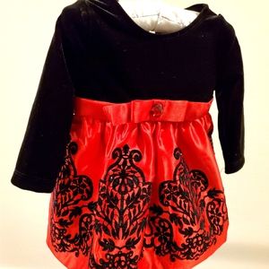 Toddler black velvet and red satin dress